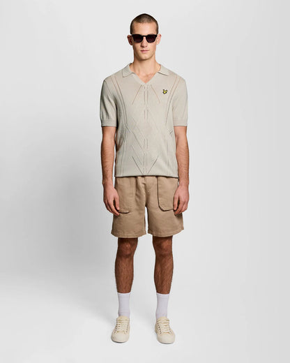LYLE & SCOTT OPEN COLLAR ARGYLE KNITTED POLO SHIRT