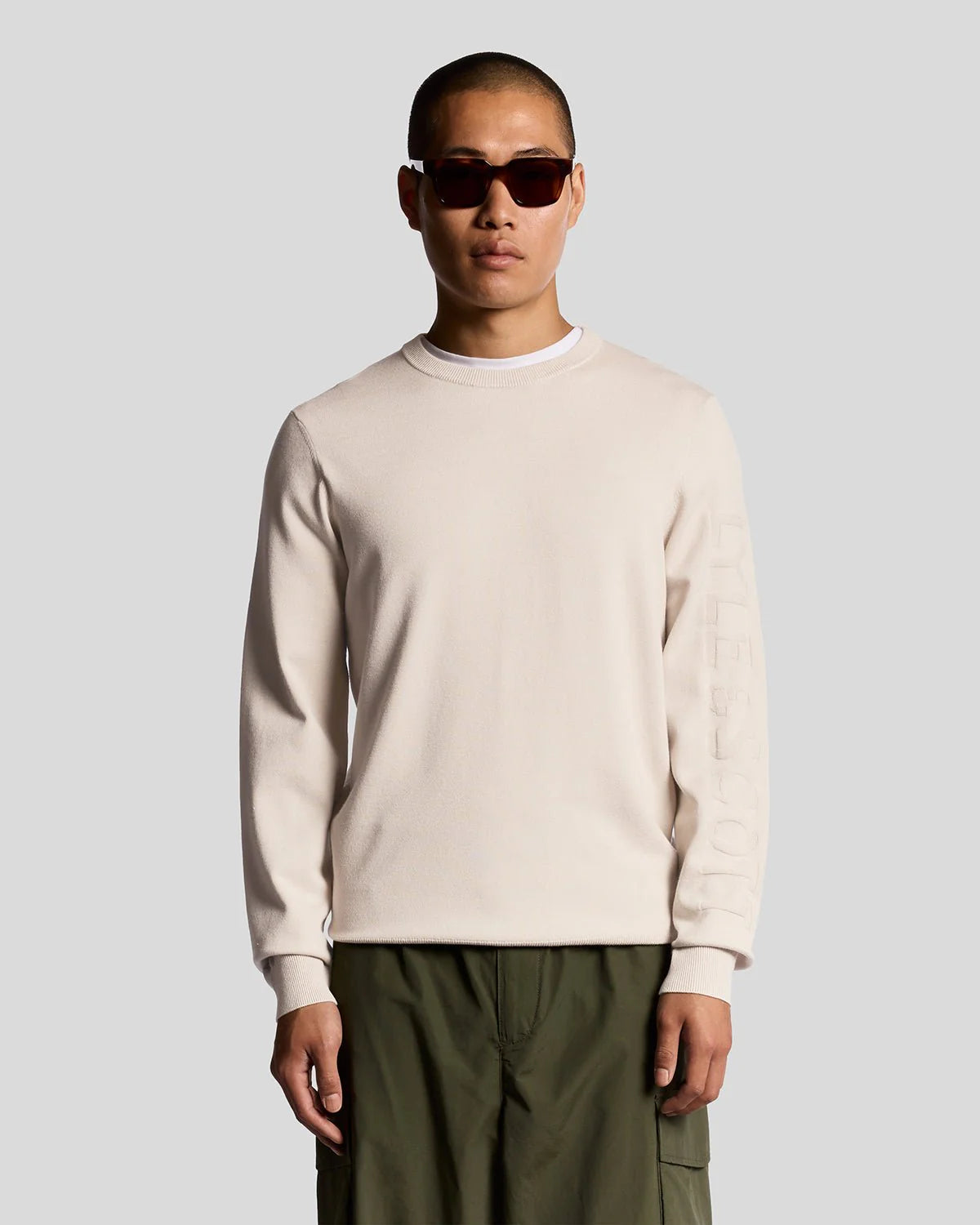 LYLE&SCOTT MESH LOGO CREW NECK JUMPER