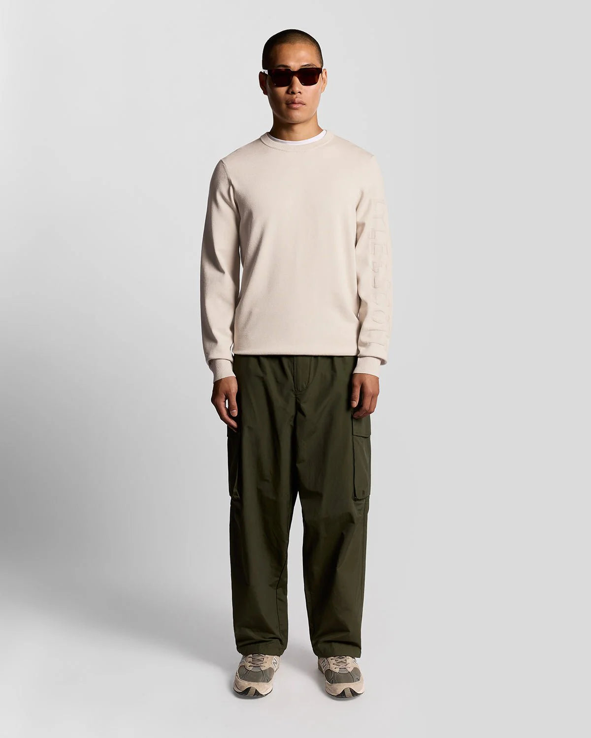 LYLE&SCOTT MESH LOGO CREW NECK JUMPER