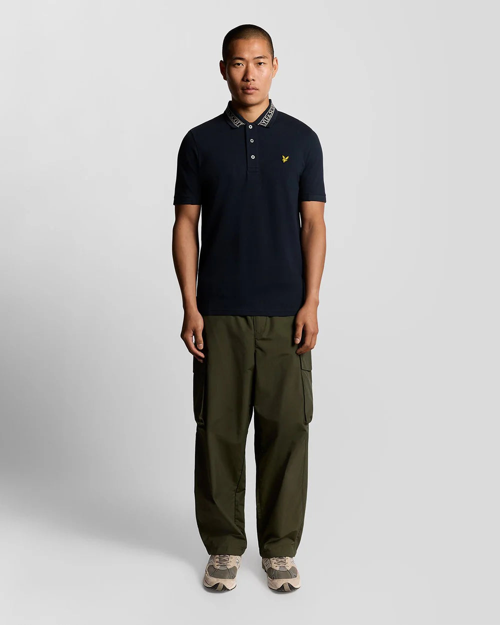 LYLE & SCOTT LOGO RIBBED POLO SHIRT