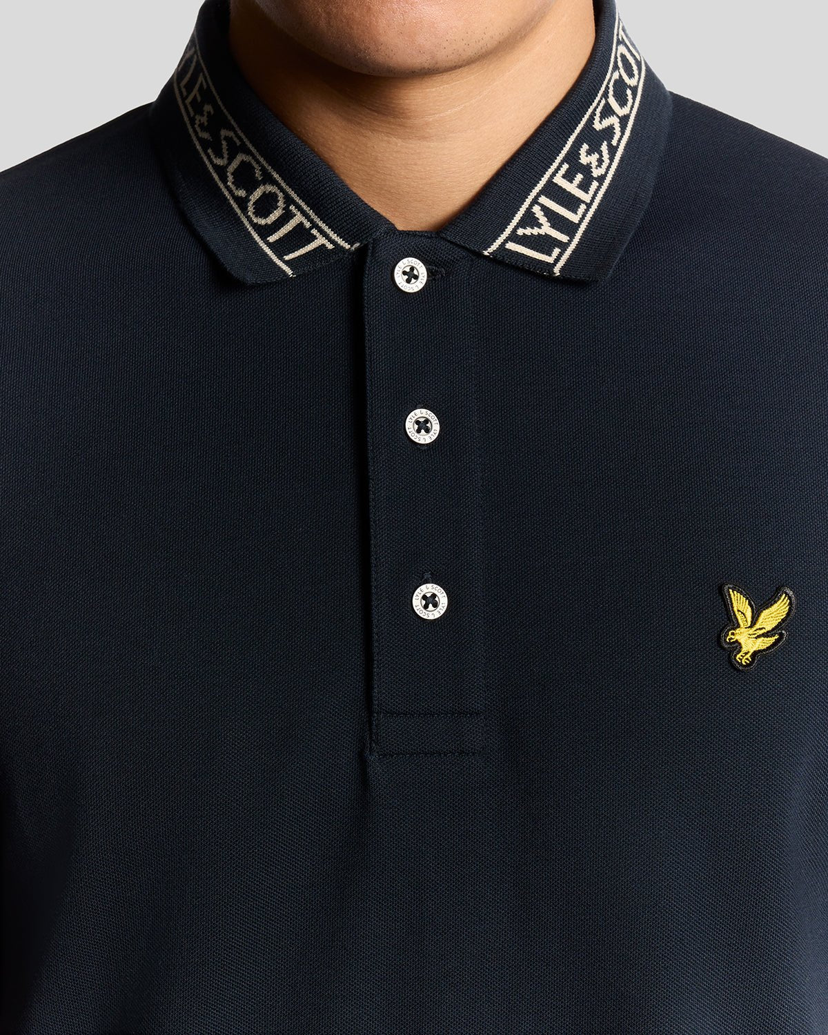 LYLE & SCOTT LOGO RIBBED POLO SHIRT