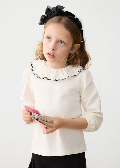 MAYORAL RUFFLED NECKLINE BLOUSE