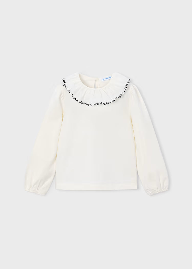 MAYORAL RUFFLED NECKLINE BLOUSE
