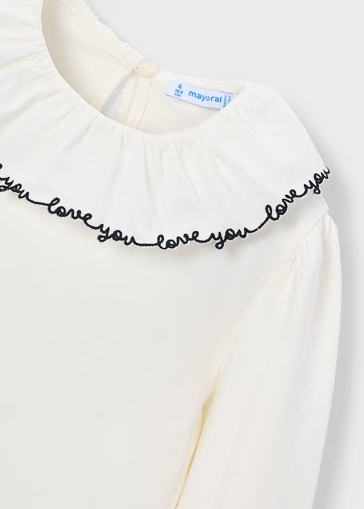 MAYORAL RUFFLED NECKLINE BLOUSE