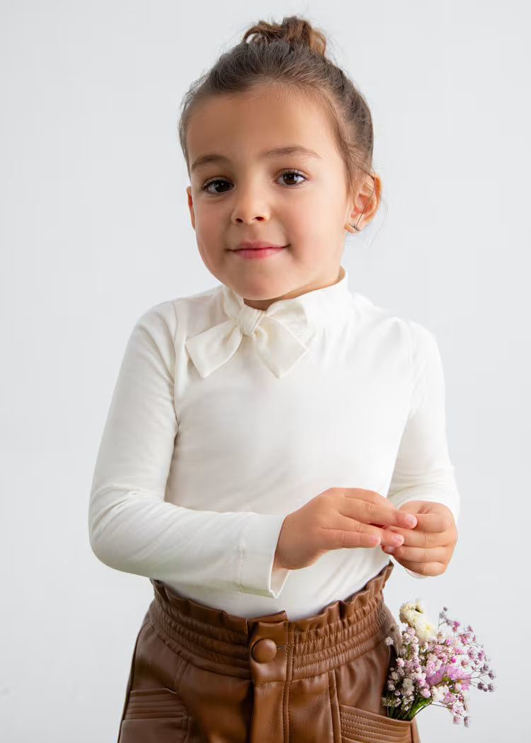 MAYORAL ABEL&LULA GIRLS COLLARED BLOUSE ZIVANGO WITH BOW