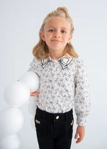 MAYORAL ABEL&LULA GIRLS SATIN POPLIN BLOUSE