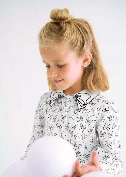 MAYORAL ABEL&LULA GIRLS SATIN POPLIN BLOUSE