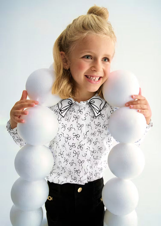 MAYORAL ABEL&LULA GIRLS SATIN POPLIN BLOUSE