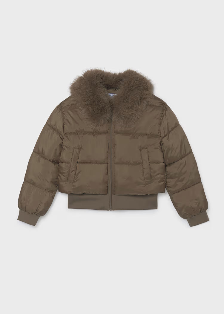 MAYORAL GIRLS FUR COLLAR CROPPED PUFFER JACKET