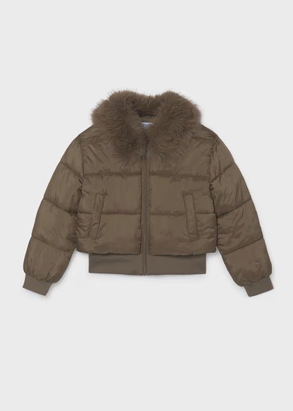 MAYORAL GIRLS FUR COLLAR CROPPED PUFFER JACKET