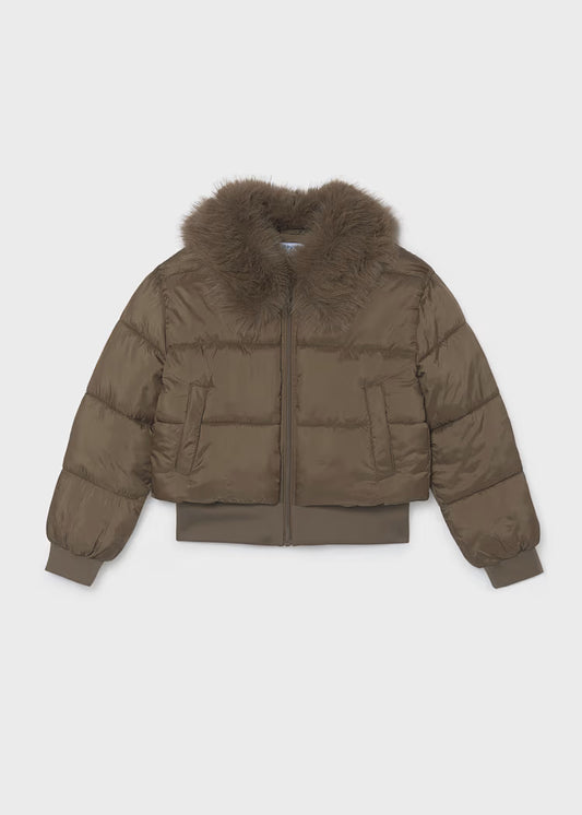 MAYORAL GIRLS FUR COLLAR CROPPED PUFFER JACKET