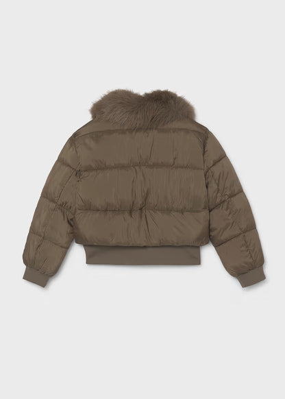 MAYORAL GIRLS FUR COLLAR CROPPED PUFFER JACKET