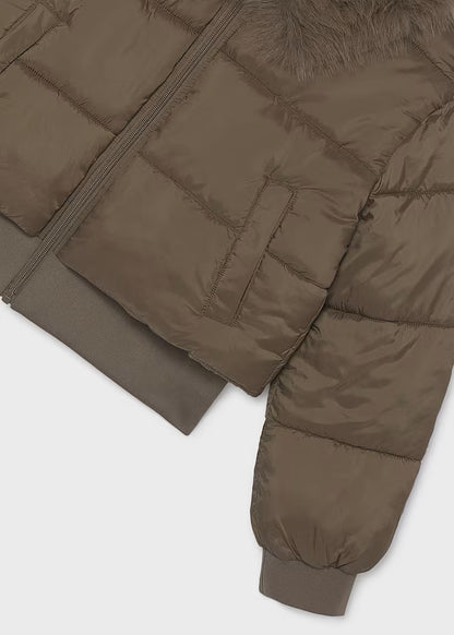 MAYORAL GIRLS FUR COLLAR CROPPED PUFFER JACKET