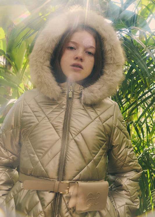 ABEL & LULA GIRLS LONG BELTED PUFFER JACKET