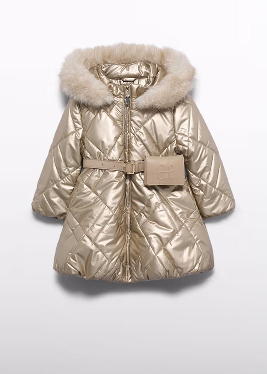 ABEL & LULA GIRLS LONG BELTED PUFFER JACKET