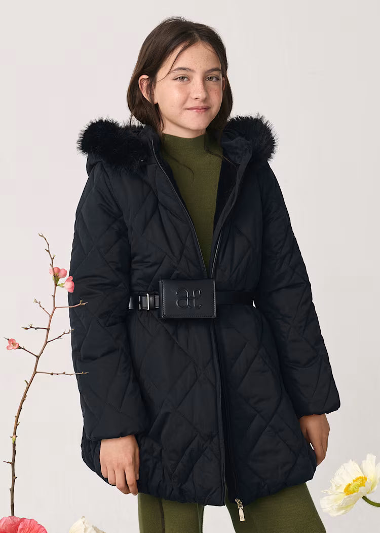 ABEL & LULA GIRLS LONG BELTED PUFFER JACKET