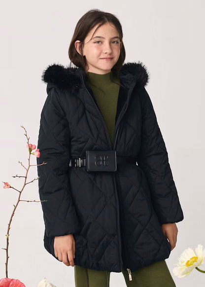 ABEL & LULA GIRLS LONG BELTED PUFFER JACKET