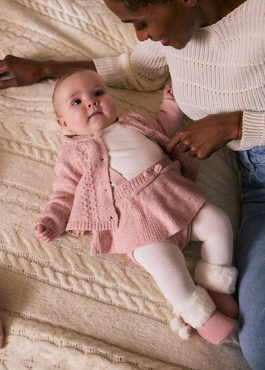 MAYORAL NEWBORN 3 PIECES KNIT SKIRT SET