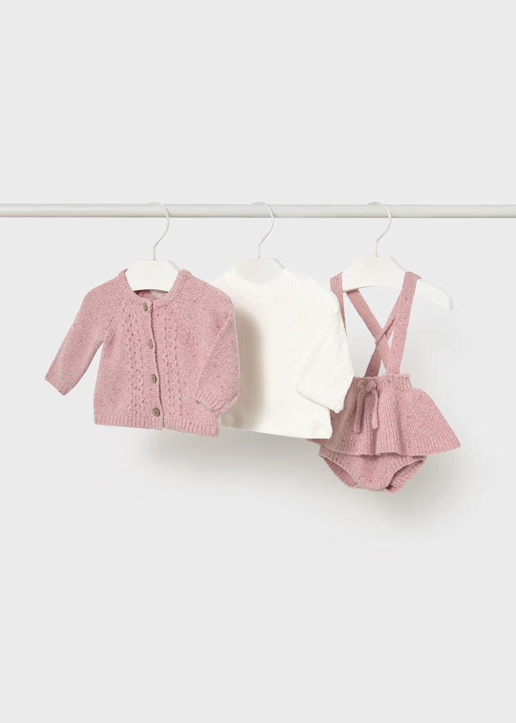 MAYORAL NEWBORN 3 PIECES KNIT SKIRT SET