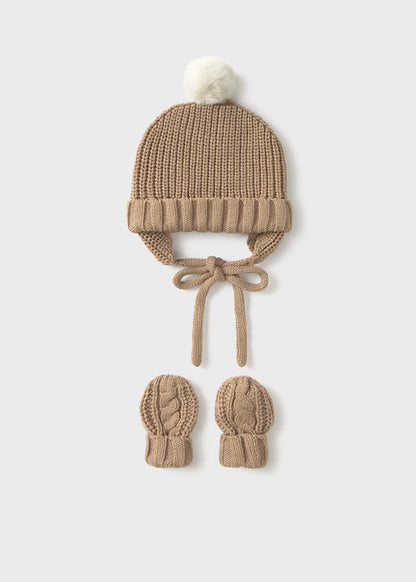 MAYORAL NEWBORN BOY KNITTED HAT AND MITTENS SET