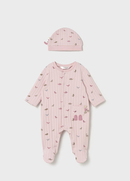 MAYORAL NEWBORN DINOSAUR PRINT RIPMER WITH HAT