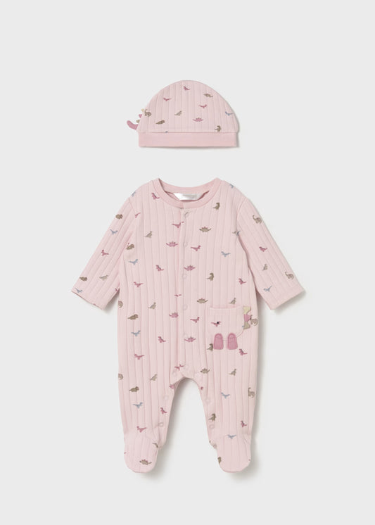 MAYORAL NEWBORN DINOSAUR PRINT RIPMER WITH HAT