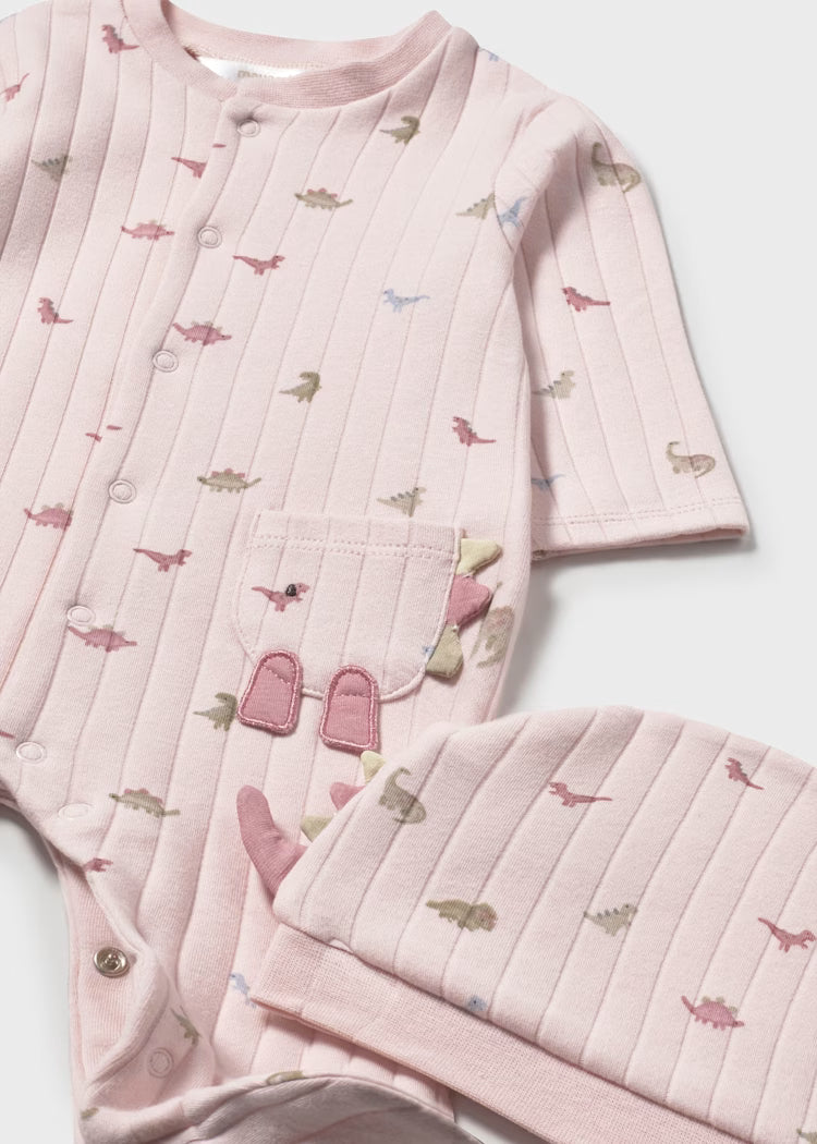 MAYORAL NEWBORN DINOSAUR PRINT RIPMER WITH HAT