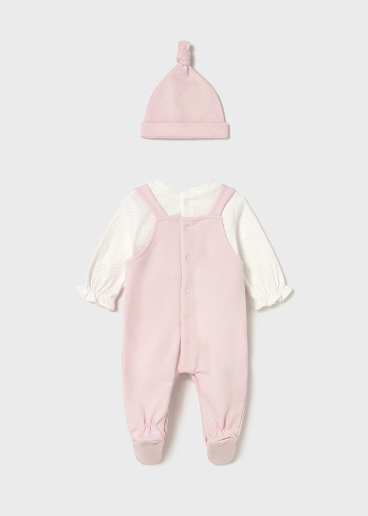 MAYORAL NEWBORN DUNGAREES SET WITH HAT