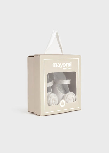 MAYORAL NEWBORN FLOWER MARY JANES SHOES