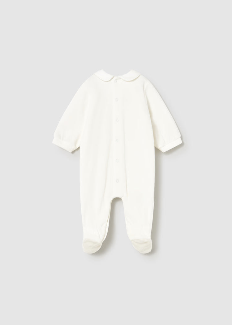 MAYORAL NEWBORN VELVET FOOTED ROMPER