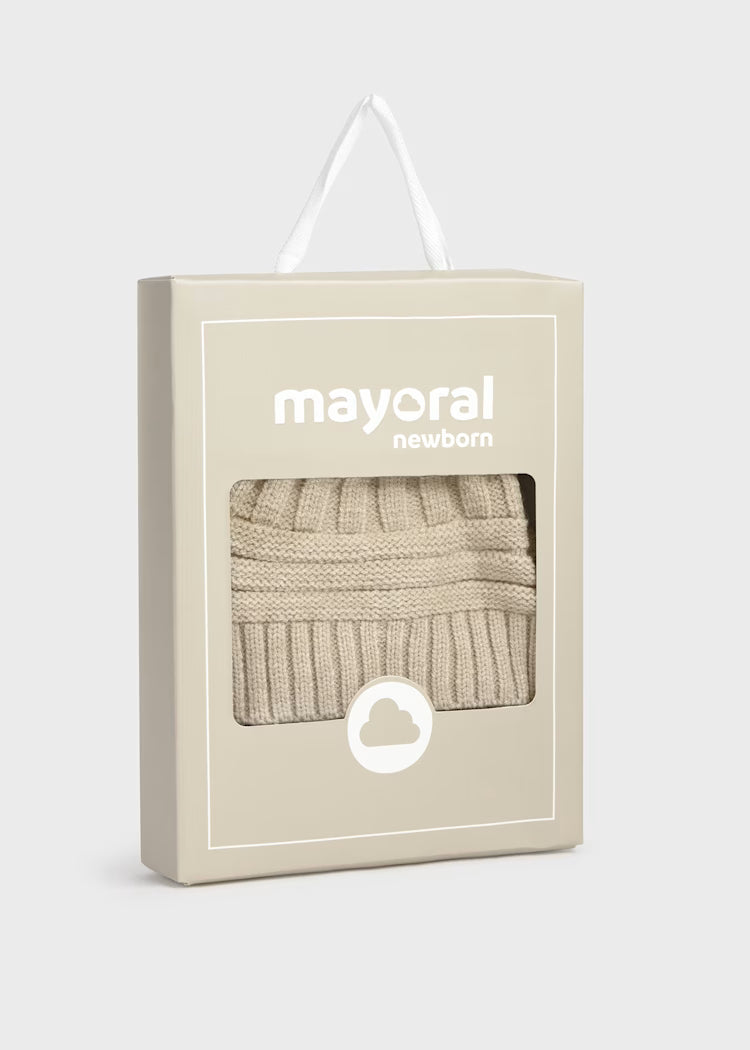 MAYORAL NEWBORN GIRL HAT AND MITTENS SET