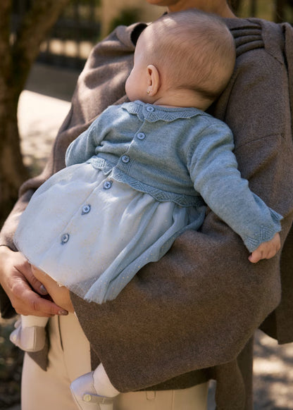 MAYORAL NEWBORN KNIT AND TULLE DRESS