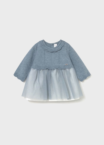 MAYORAL NEWBORN KNIT AND TULLE DRESS