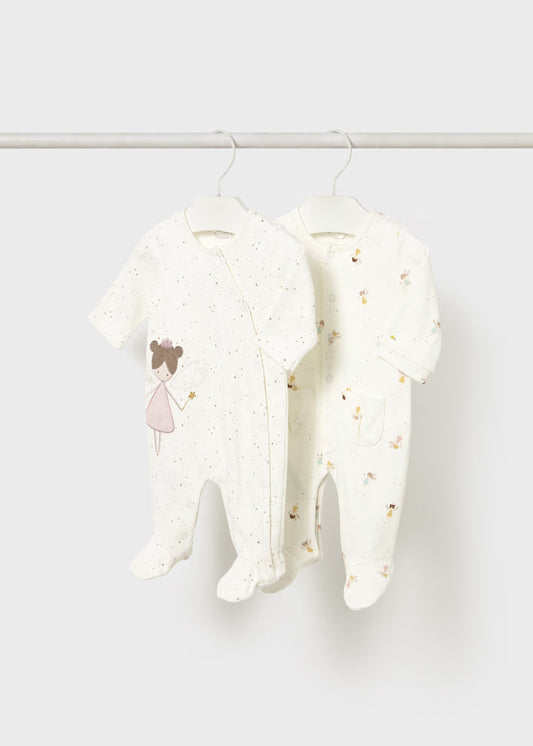 MAYORAL NEWBORN SET 2 ROMPERS WITH FEET