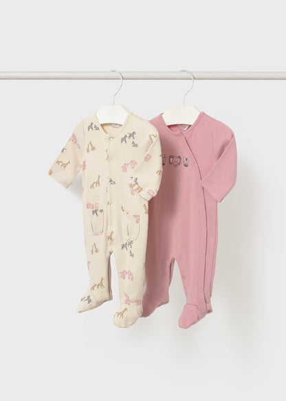 MAYORAL NEWBORN SET 2 ROMPERS WITH FEET