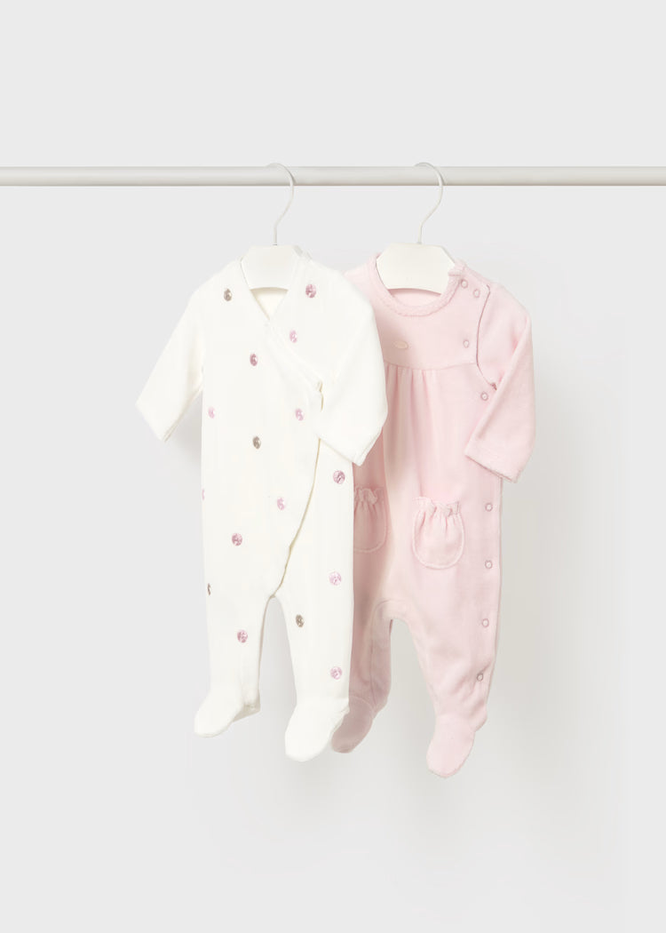 MAYORAL NEWBORN SET OF 2 ROMPERS WITH FEET
