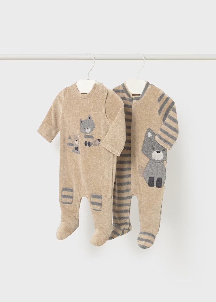 MAYORAL NEWBORN SET OF 2 ROMPERS WITH FEET