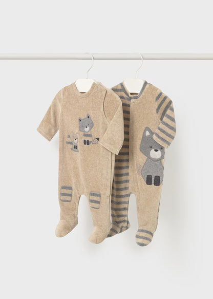 MAYORAL NEWBORN SET OF 2 ROMPERS WITH FEET