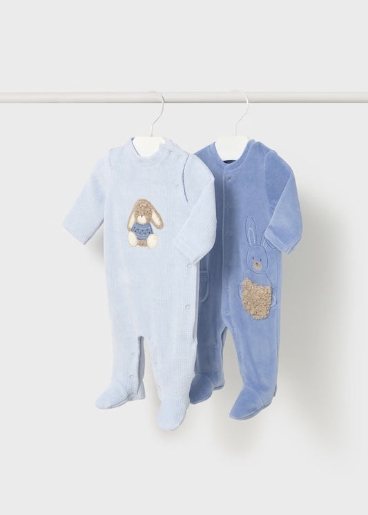 MAYORAL NEWBORN SET 2 ROMPERS WITH FEET