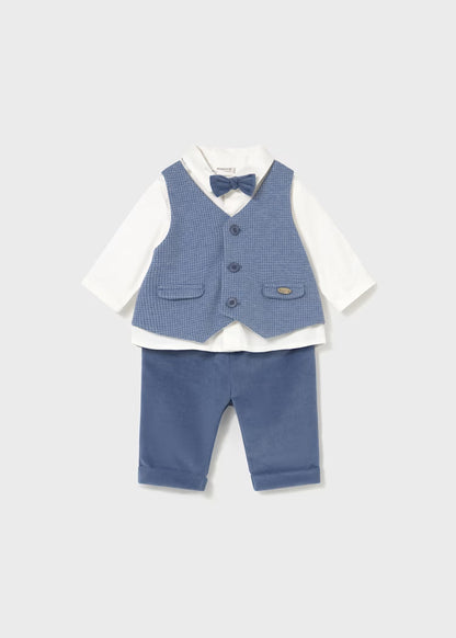 MAYORAL NEWBORN SHIRT SET BOW TIE AND WAISTCOAT