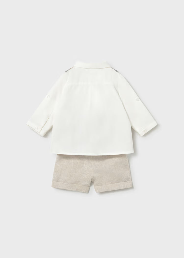 MAYORAL NEWBORN SHORTS AND SHIRT SET WITH WAISTCOAT