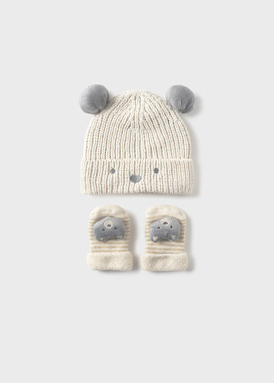 MAYORAL NEWBORN UNISEX HAT AND MITTENS SET