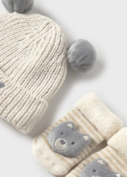 MAYORAL NEWBORN UNISEX HAT AND MITTENS SET