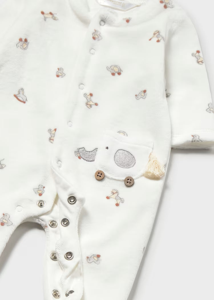MAYORAL NEWBORN BABY SET OF 2 VELOUR ONESIES