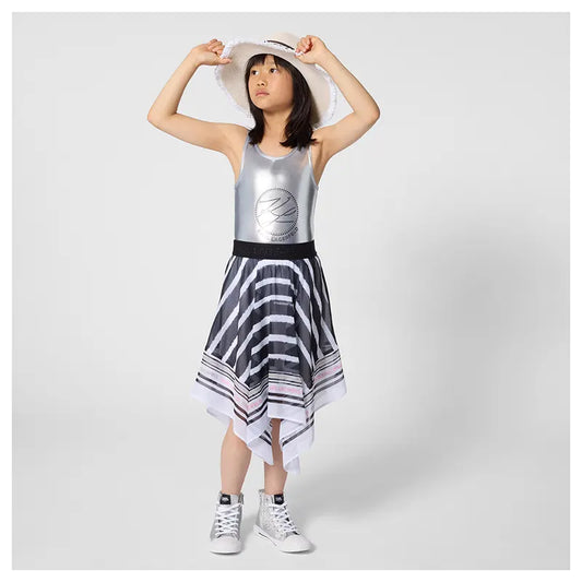 KARL LAGERFELD GIRLS ASYMMETRIC SATIN SKIRT