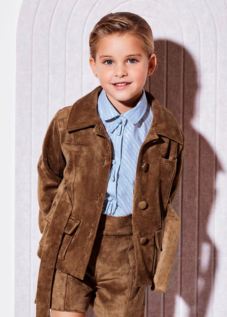 ABEL & LULA GIRLS SUEDE-LOOK SAHARA SAFARI COAT