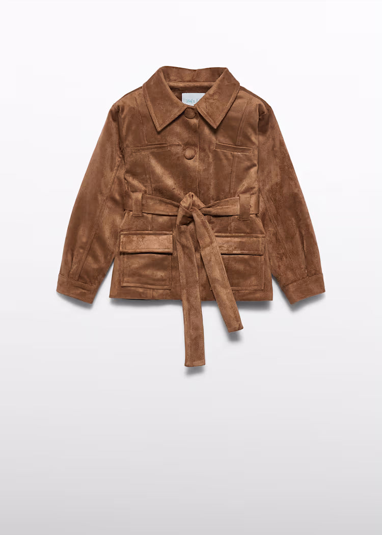 ABEL & LULA GIRLS SUEDE-LOOK SAHARA SAFARI COAT