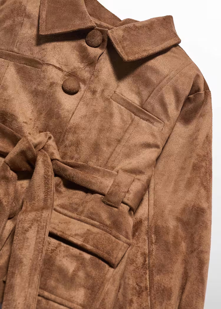 ABEL & LULA GIRLS SUEDE-LOOK SAHARA SAFARI COAT