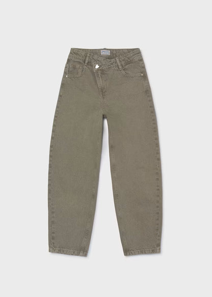 MAYORAL GIRL'S BARREL FIT TWILL PANTS