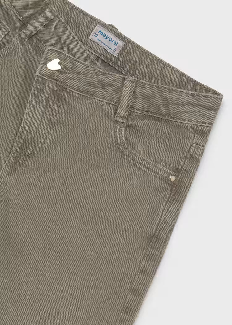 MAYORAL GIRL'S BARREL FIT TWILL PANTS
